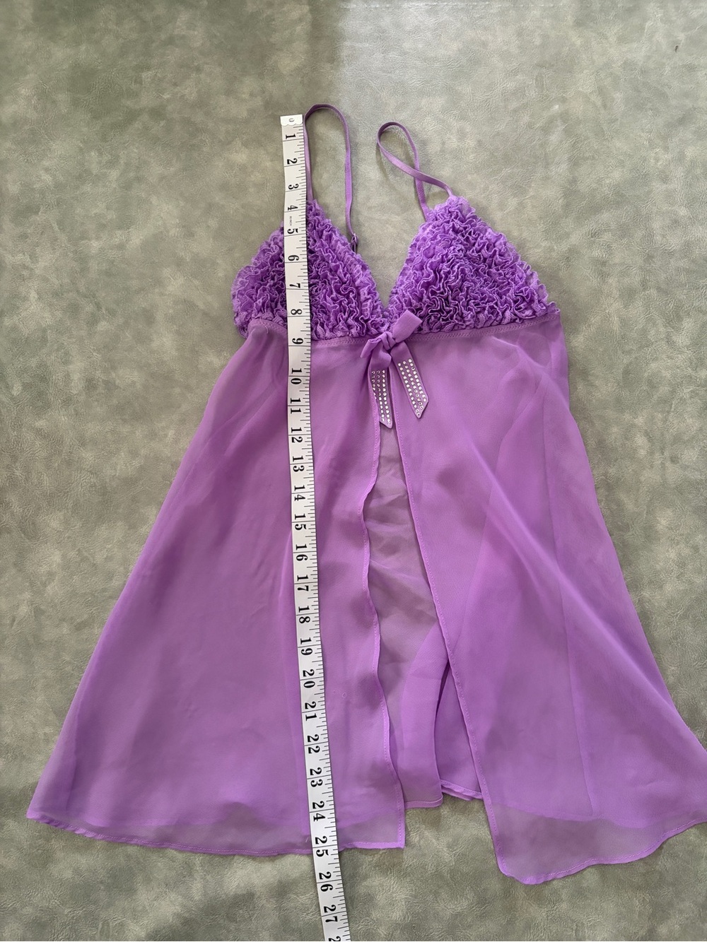 Y2K La Senza Lavender Sheer Mesh Babydoll Ruffle Lingerie Top - Picture 9 of 9
